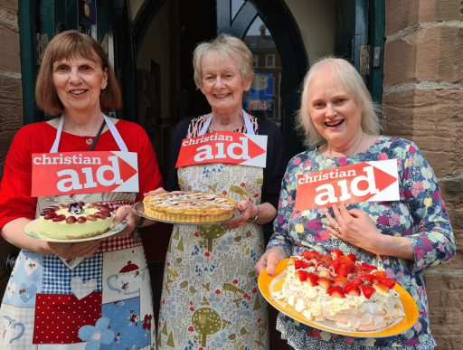 Women with desserts to sell for Christian Aid Week