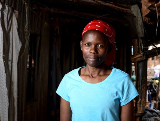 Belinda outside her home in Dagoretti, Nairobi, Kenya